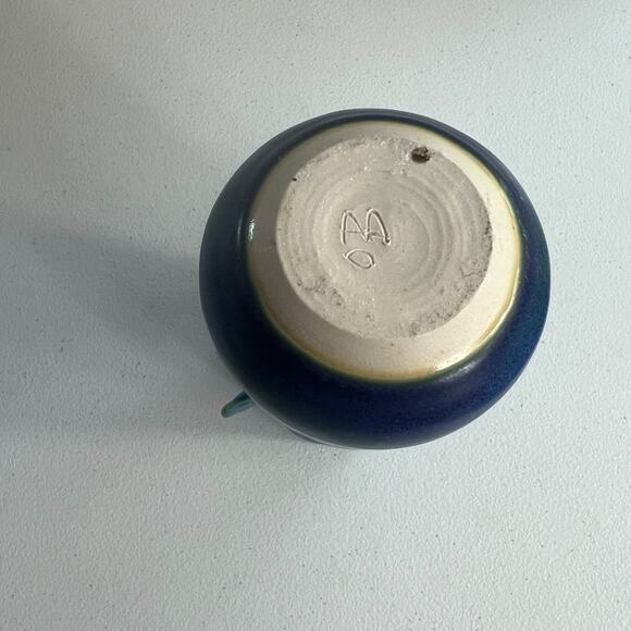 Studio Art Pottery Vase 6.5" Aqua Blue Glaze Drip Salt Glaze - Picture 14 of 16